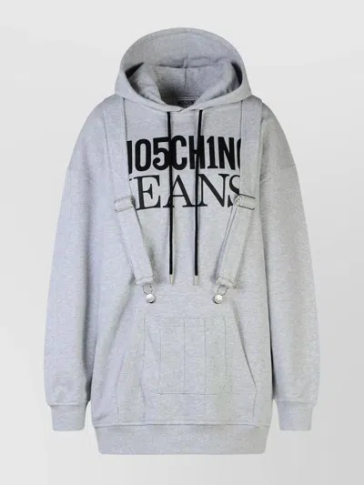 Moschino Hooded Dress Kangaroo Pocket In Grey