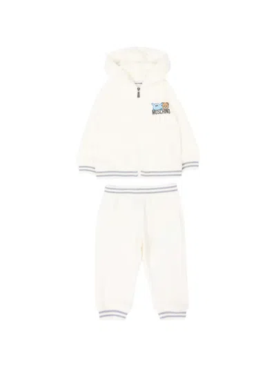 Moschino Babies' Hooded Graphic Tracksuit In Neutral