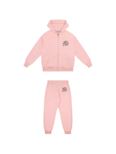 Moschino Kids' Hooded Graphic Tracksuit In Pink