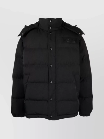 Moschino Hooded Jacket With Padded Quilted Finish In Black