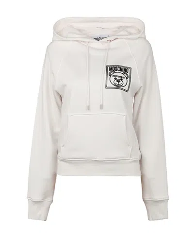 Moschino Hooded Logo Sweater In White