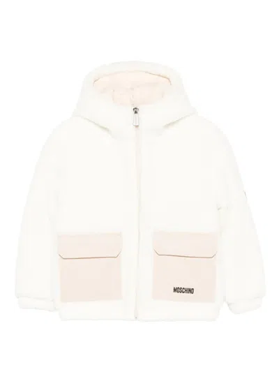Moschino Kids' Hooded Logo-detail Jacket In White