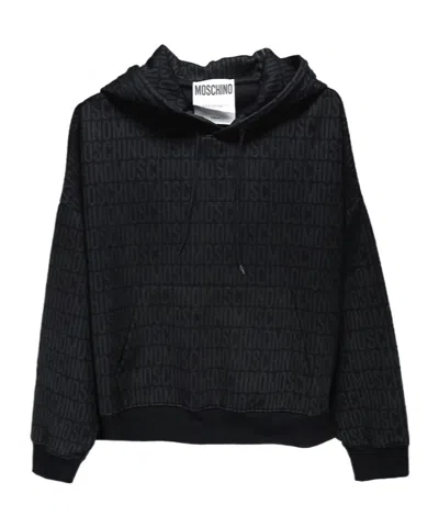Moschino Hooded Long-sleeved Hoodie In Black