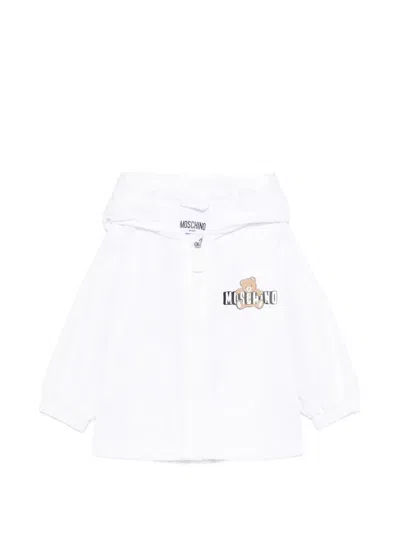 Moschino Babies' Hooded Print-detail Jacket In White