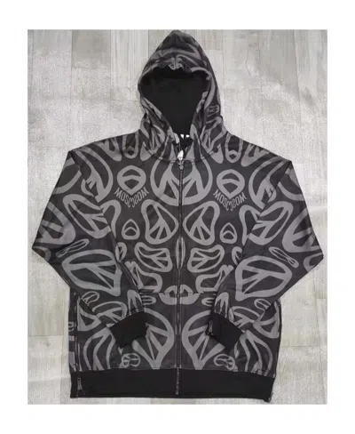 Moschino Hooded Printed Pattern Casual Jacket In Black