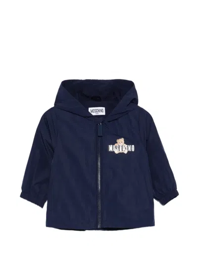 Moschino Kids' Hooded Rain Jacket In Blue