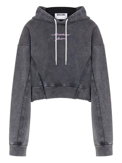 Moschino Hooded Sweater In Gray