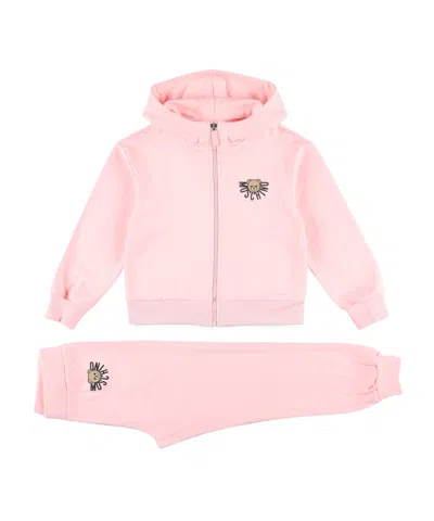 Moschino Babies' Hooded Sweatshirt And Sweatpants Set In Pink