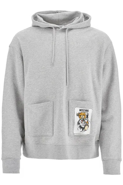 Moschino Hooded Teddy Bear Sweatshirt In Grey