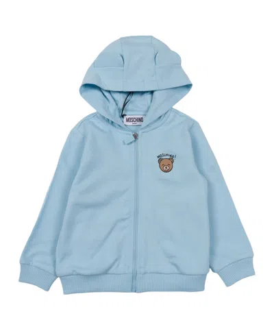 Moschino Hooded Zip Jacket In Blue