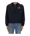 Moschino Hooded Black Nylon Jacket With Adjustable Hem In Black
