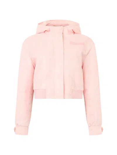 Moschino Hooded Zip-fastening Cropped Jacket In Pink