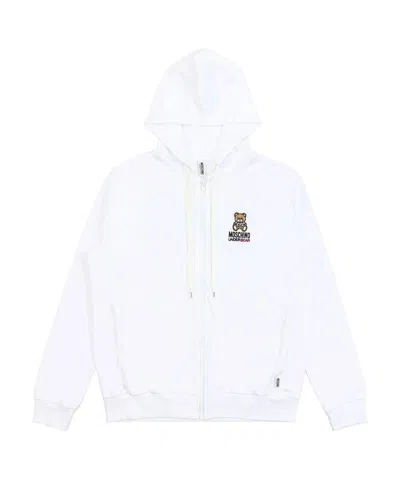 Moschino Hooded Zipper Casual Jacket In White
