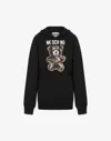 Moschino Graphic Print Hooded Kangaroo Pocket Knitwear In Black
