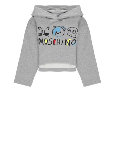 Moschino Kids' Hoodie With Print In Gray