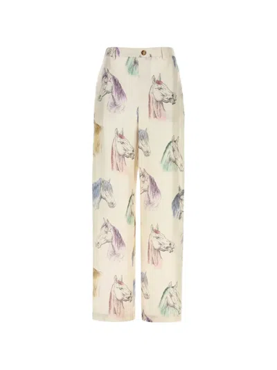 Moschino Horse-print Straight-leg Trousers In Multi
