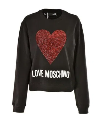 Moschino Hot Drill Love Stretch Sweater In Black