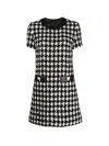Moschino Button-embellished Houndstooth Wool-blend Tweed Mini Dress In Multi