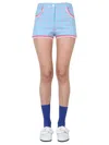 Moschino Houndstooth-print Short Shorts In Blue