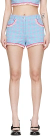 Moschino Houndstooth-print Short Shorts In Blue