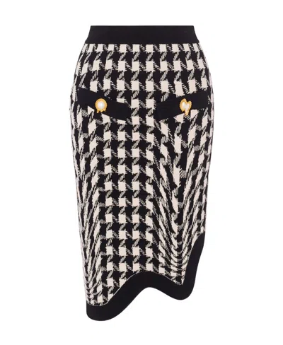 Moschino Houndstooth Virgin Wool Skirt In Multi