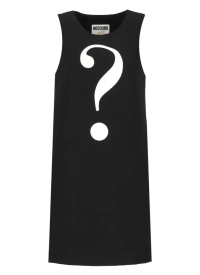 Moschino Question Mark-patch Minidress In Black