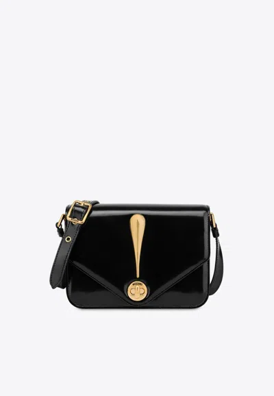 Moschino House Symbols Leather Shoulder Bag