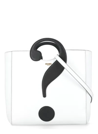 Moschino House Symbols !? Top Handle Bag In White