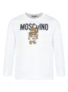 Moschino Ivory T-shirt For Kids With Two Teddy Bears In White
