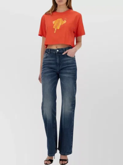 Moschino Ice-cream Print Cropped T-shirt In Blue
