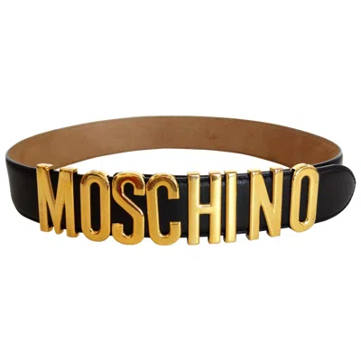 Pre-owned Moschino Iconic  Logo Letter Belt In Brown
