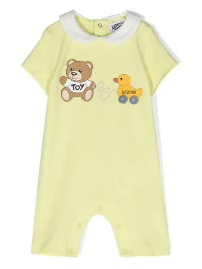 Moschino Babies' Illustration-print Jersey Romper In Green