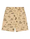 Moschino Shorts With Illustration Print In Neutrals