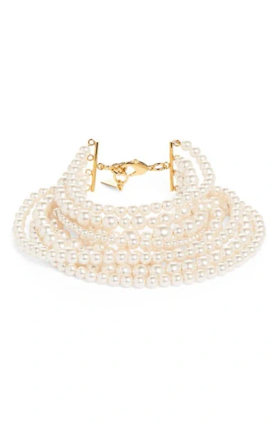 Moschino Imitation Pearl Bracelet In A1103 Fantast Print Ivory