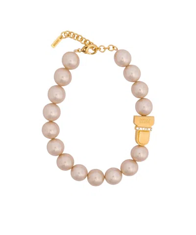 Moschino Imitation Pearl Necklace In Gold