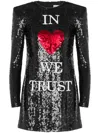 Moschino In Love We Trust Sequin-embellished Minidress In Black