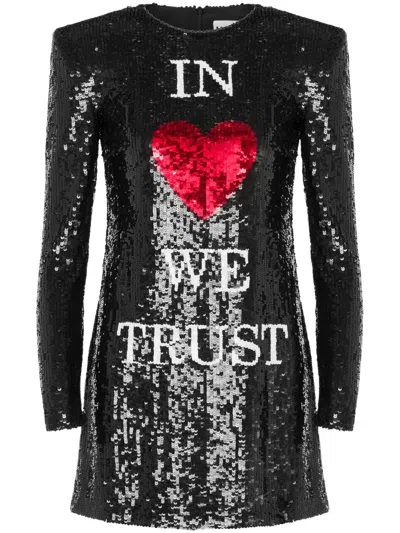 Moschino In Love We Trust Sequin-embellished Minidress In Black