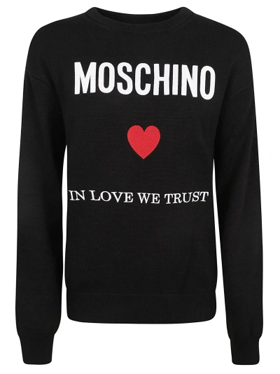 Moschino In Love We Trust Sweatshirt In Black