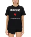 Moschino Black Regular Fit T-shirt With Logo And Heart Graphic