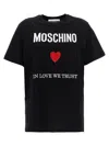 Moschino Black Regular Fit T-shirt With Logo And Heart Graphic In Black