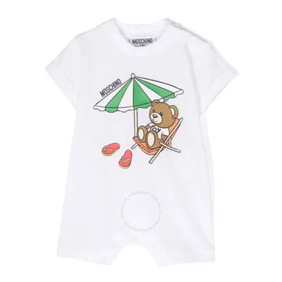 Moschino Infant Sunnie Bear Beach Cotton Romper In White