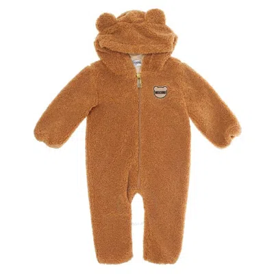 Moschino Infant Teddy Bear Hooded Romper In Brown