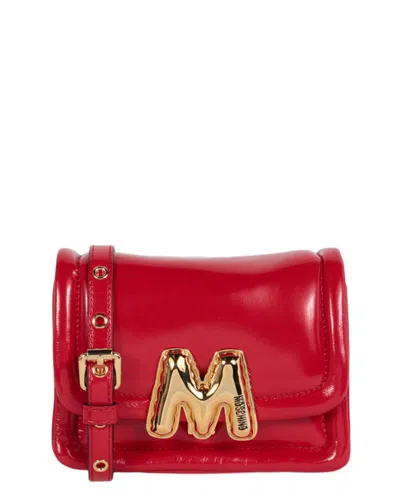 Moschino Inflatable-logo Leather Shoulder Bag In Red