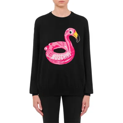 Moschino Jacquard Logo Sweater In Black
