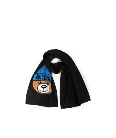 Moschino Inlaid Knitted Scarf In Black