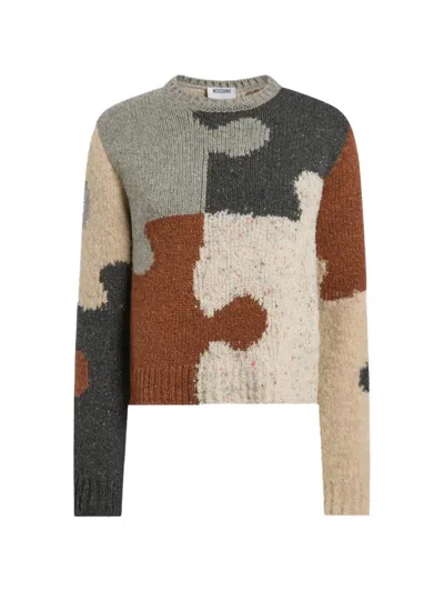 Moschino Inlaid Wool-and-silk Blend Pullover In Multi