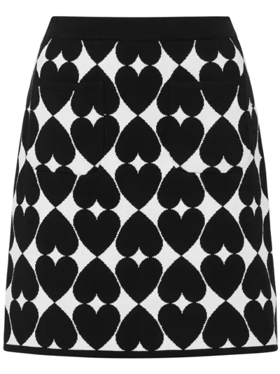 Moschino Intarsia-knit Cotton Skirt In Black