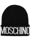 Moschino Logo-intarsia Ribbed Beanie In Black