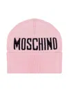 Moschino Intarsia-knit Logo Beanie In Pink