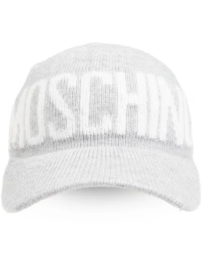 Moschino Intarsia-knit Logo Cap In 灰色